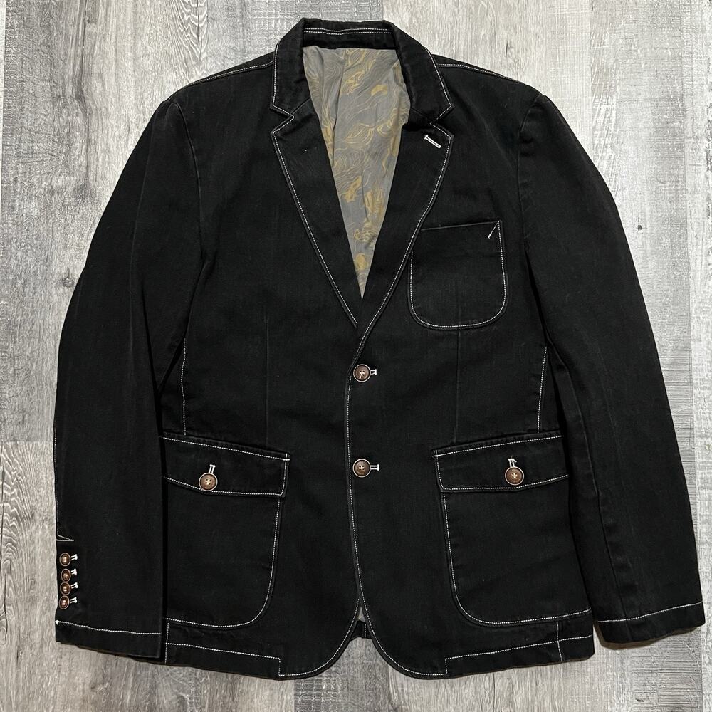 Jeep Spirit 1941 Jacket Mens MEDIUM Sport Coat Retro Denim Dark Wash 2 Button